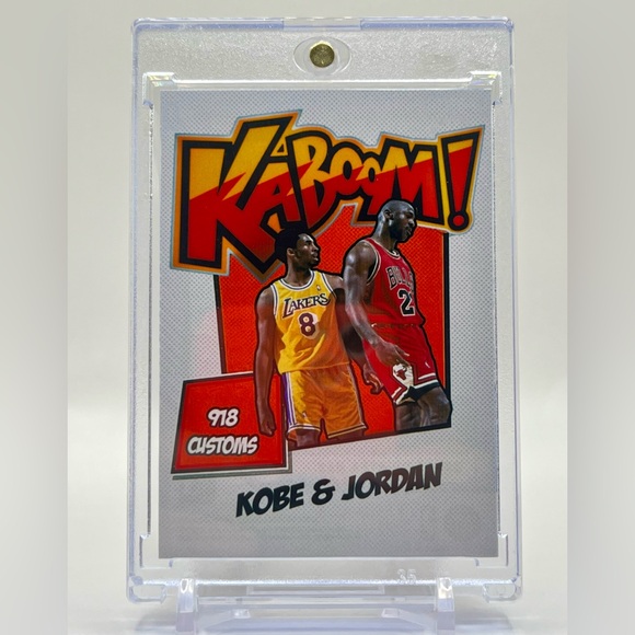 Kobe Bryant & Michael Jordan Kaboom Custom Cracked Ice Holographic Trading Card - Picture 2 of 2